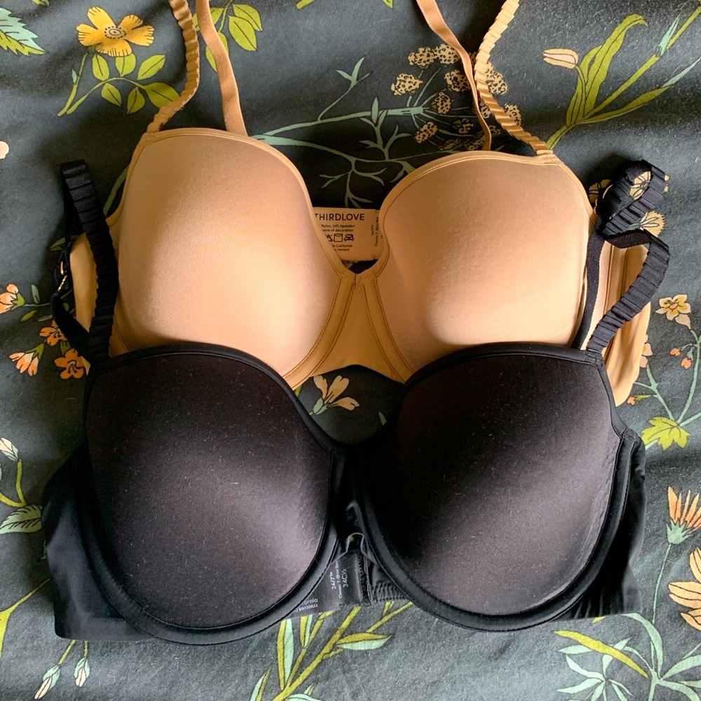 Two 34C 1/2 ThirdLove 24/7 Classic T-shirt bras